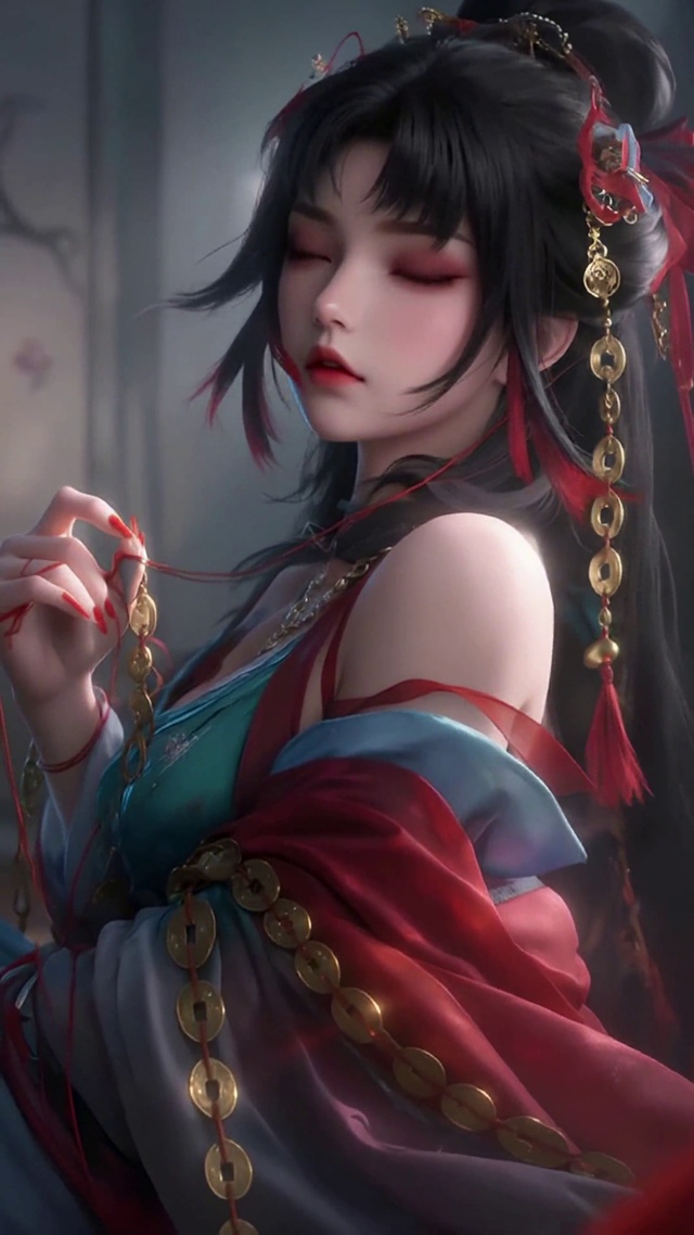 古风红衣氛围感美女