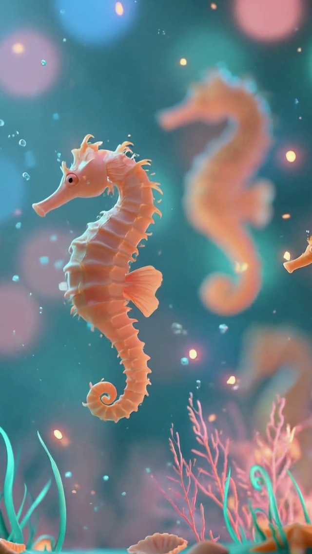 治愈梦幻海底可爱海马