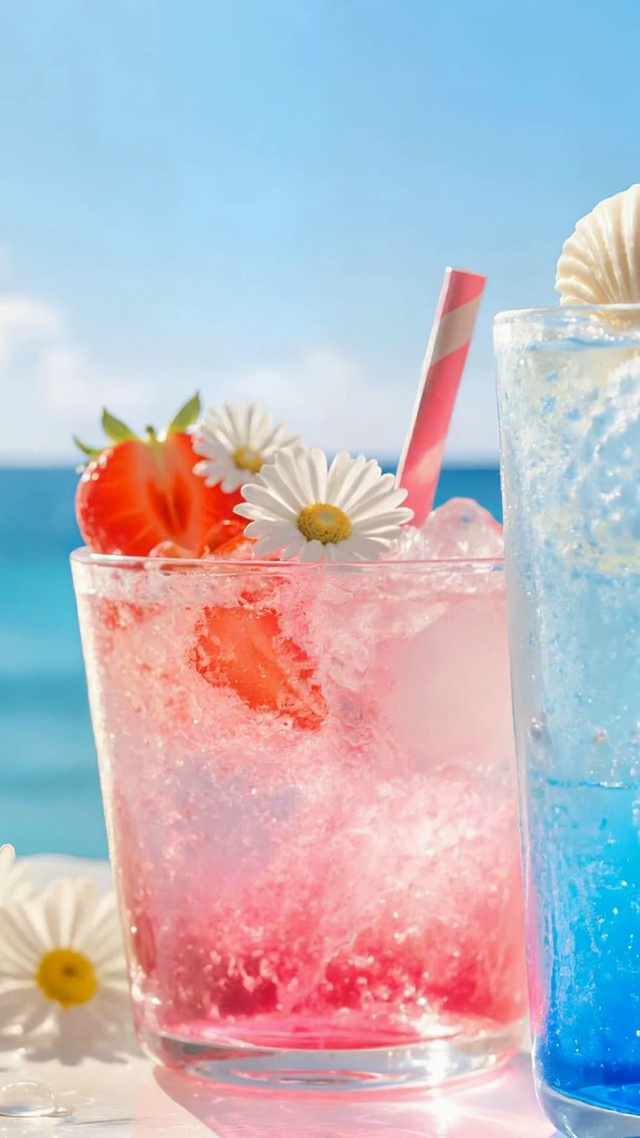 夏日海边清新冰饮