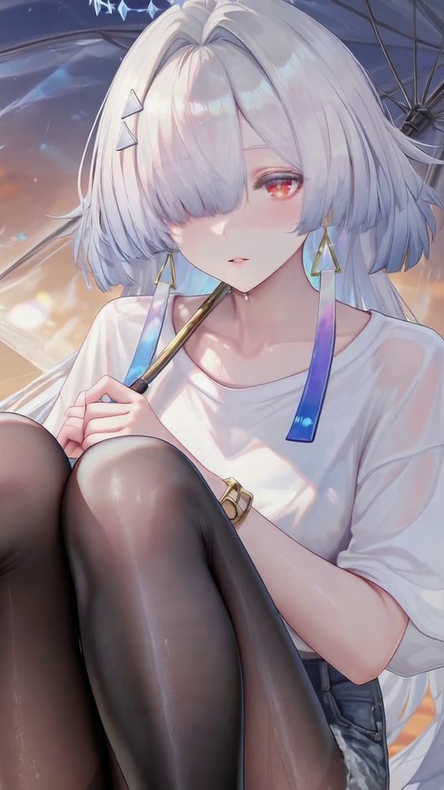 雨天夕阳下少女莫宁