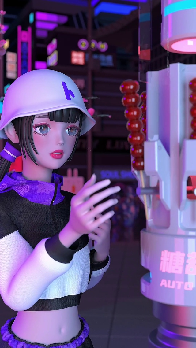 吃糖葫芦的国风甜酷少女