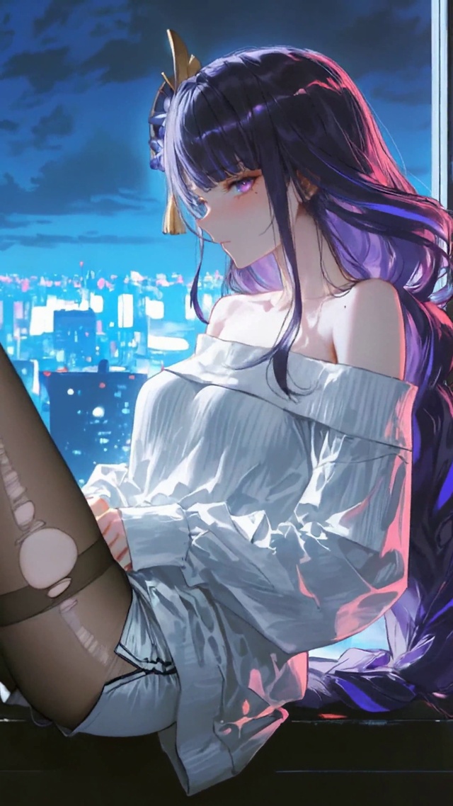 都市夜景窗边少女雷电将军