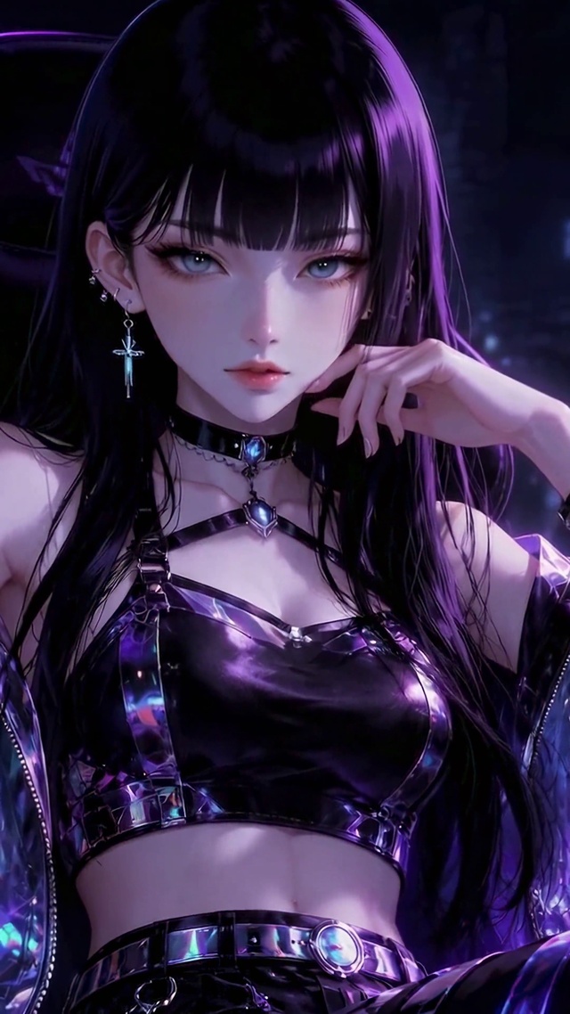 紫调赛博朋克电竞美少女