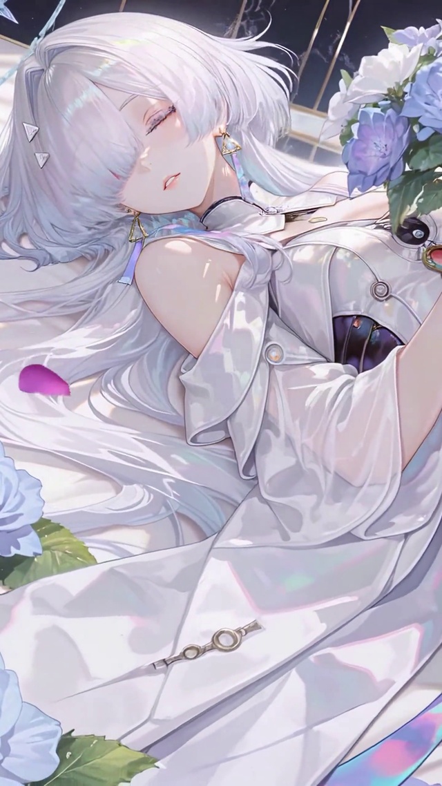 月下蓝玫瑰银发美少女莫宁