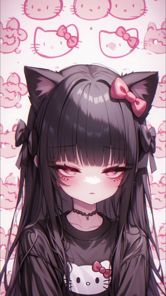 蝴蝶结可爱猫耳少女