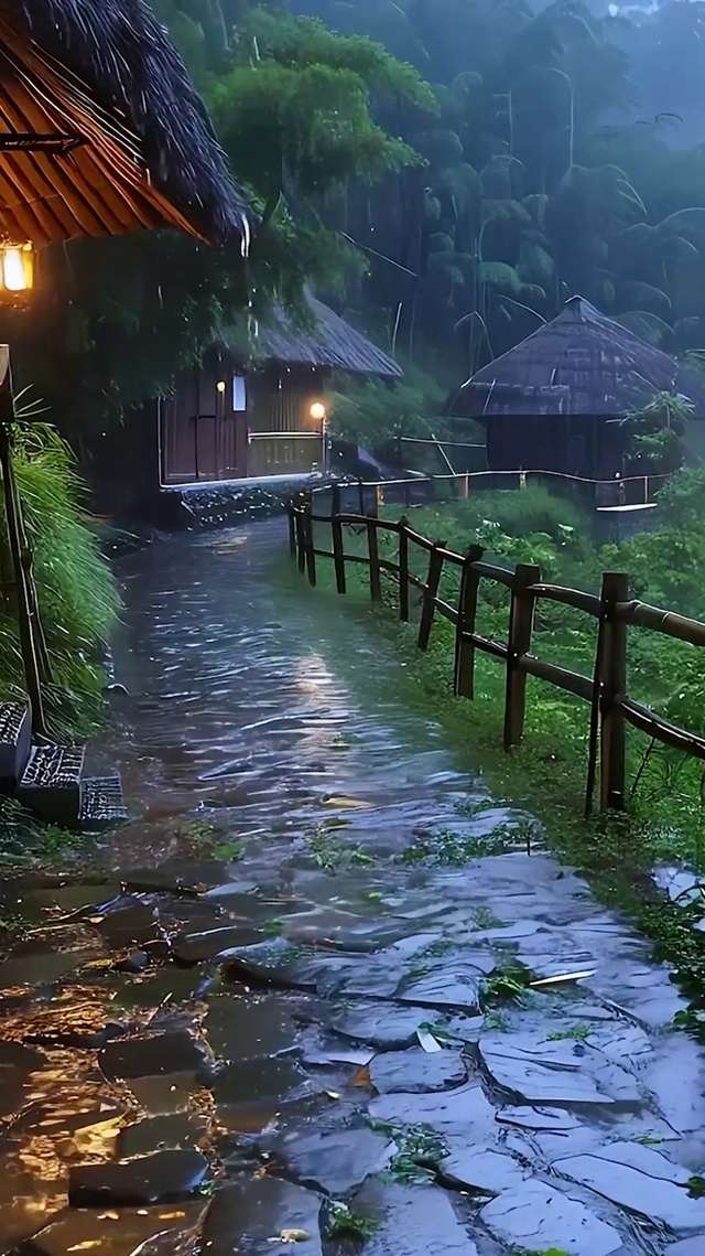 雨天树木