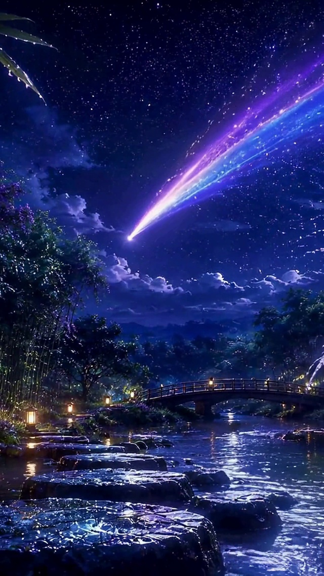 竹林流星夜景