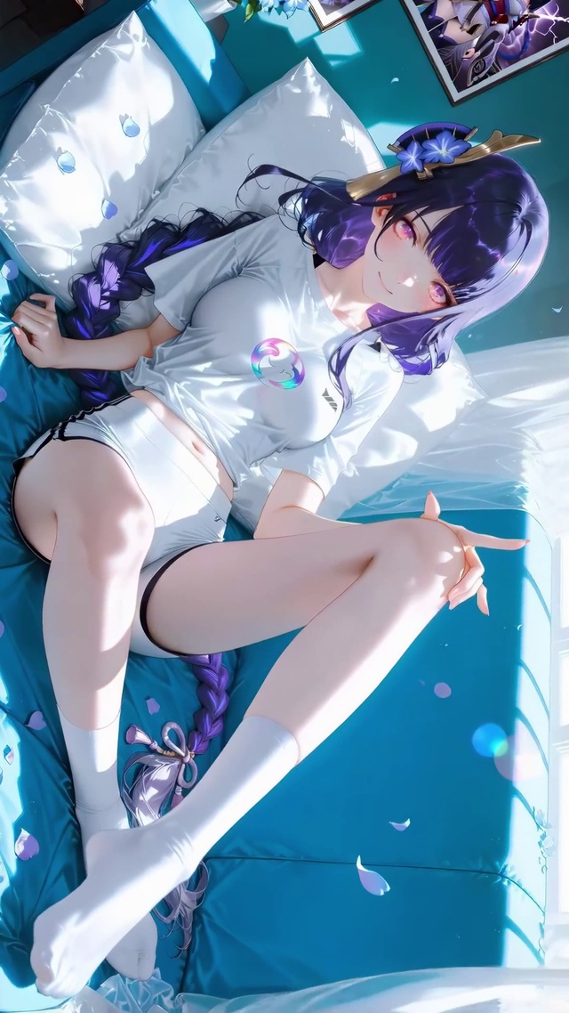 假日紫发长腿女孩