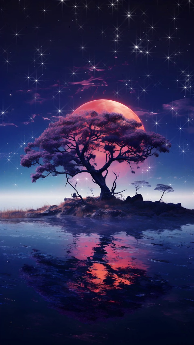 唯美星空倒影