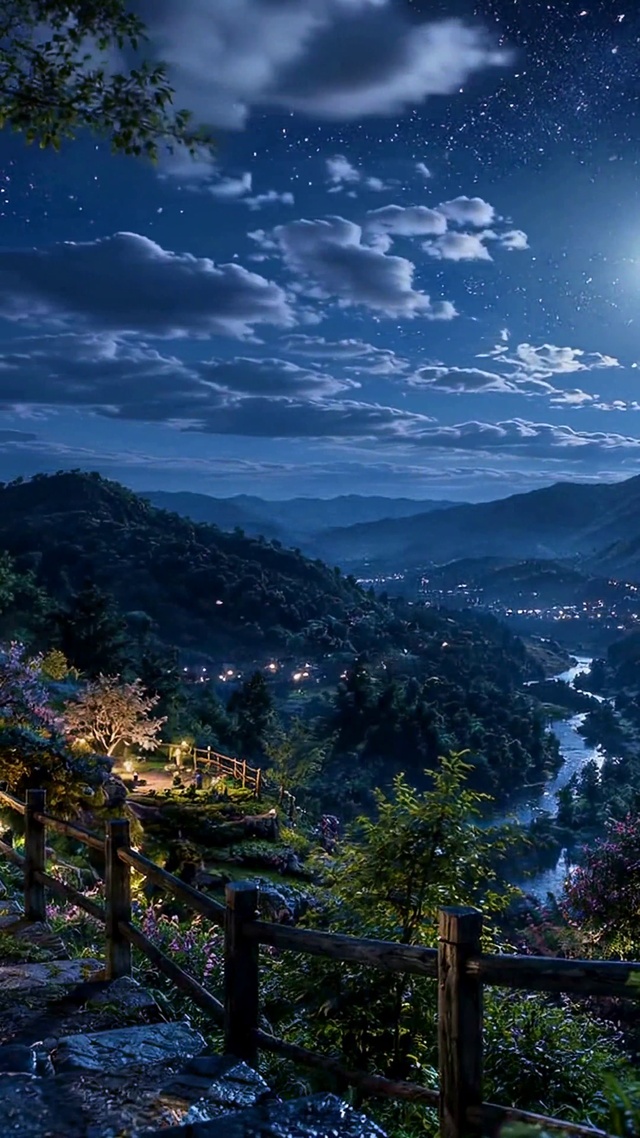 月夜山谷风景