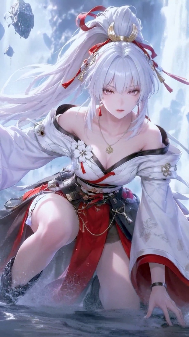 白发古风持刀美少女