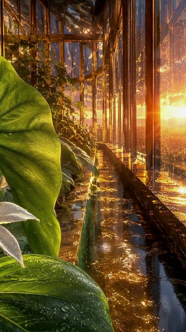 雨后花园晚霞