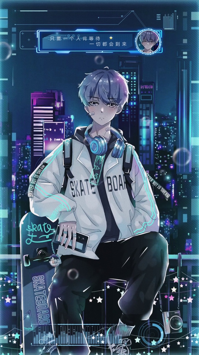 一个人等待赛博朋克少年