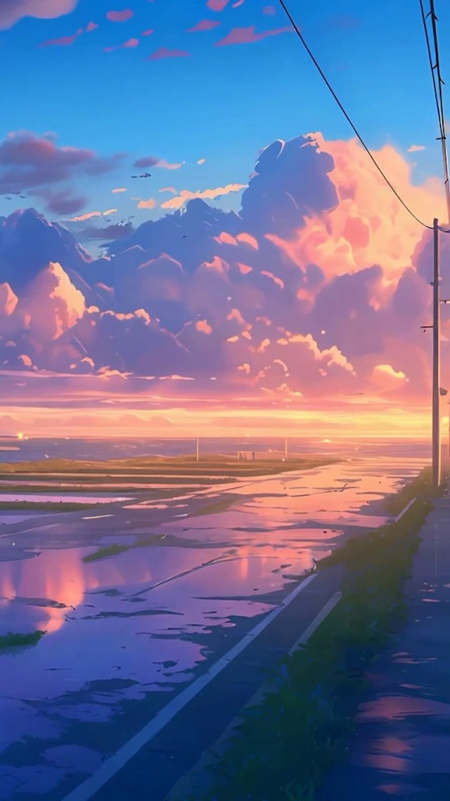 晚霞湖面