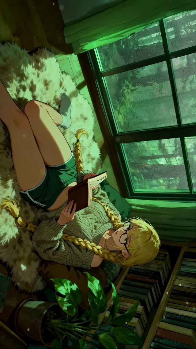 看书的纯欲少女