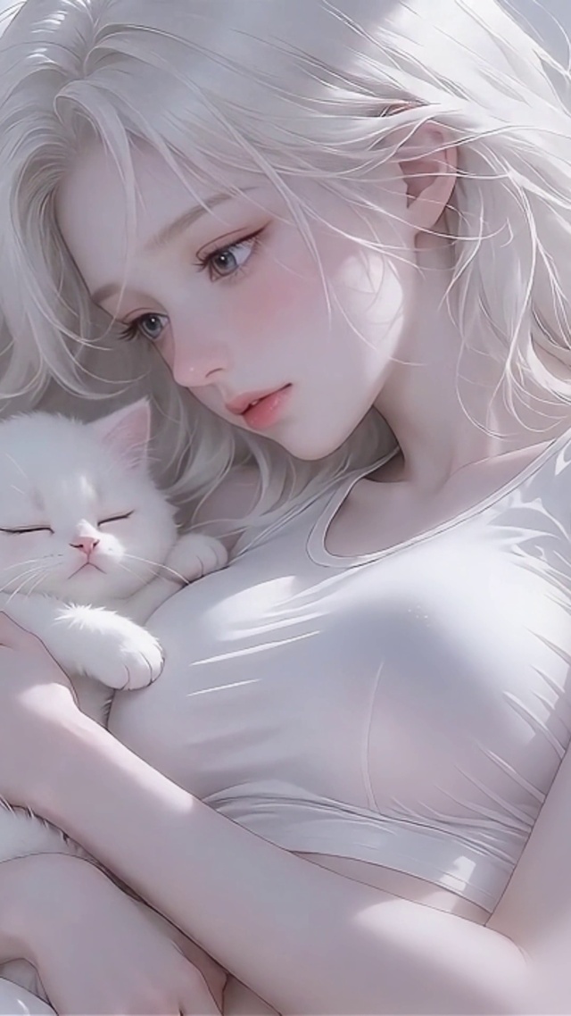 纯白梦幻宠猫少女