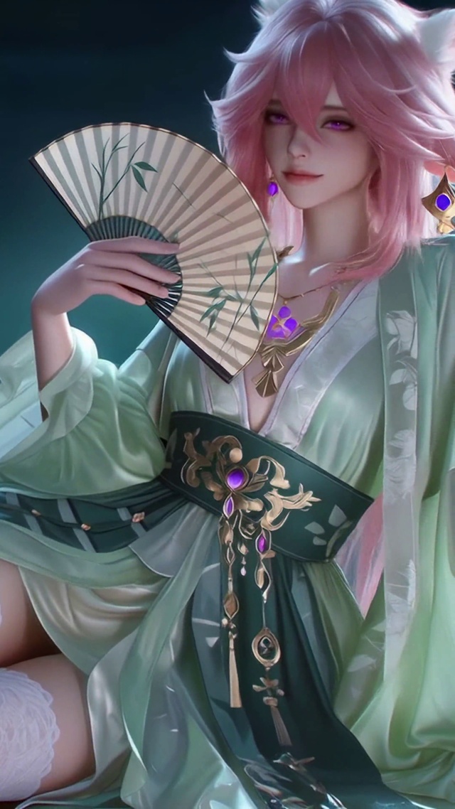 月夜竹林古风美少女