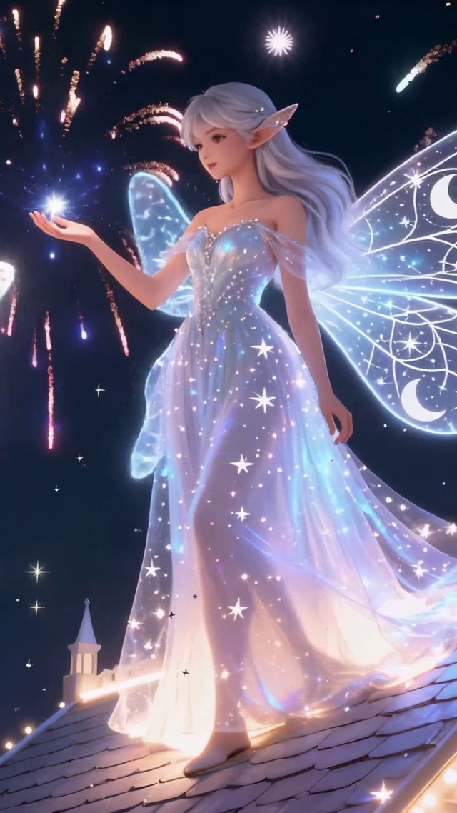 星空烟花梦幻精灵少女