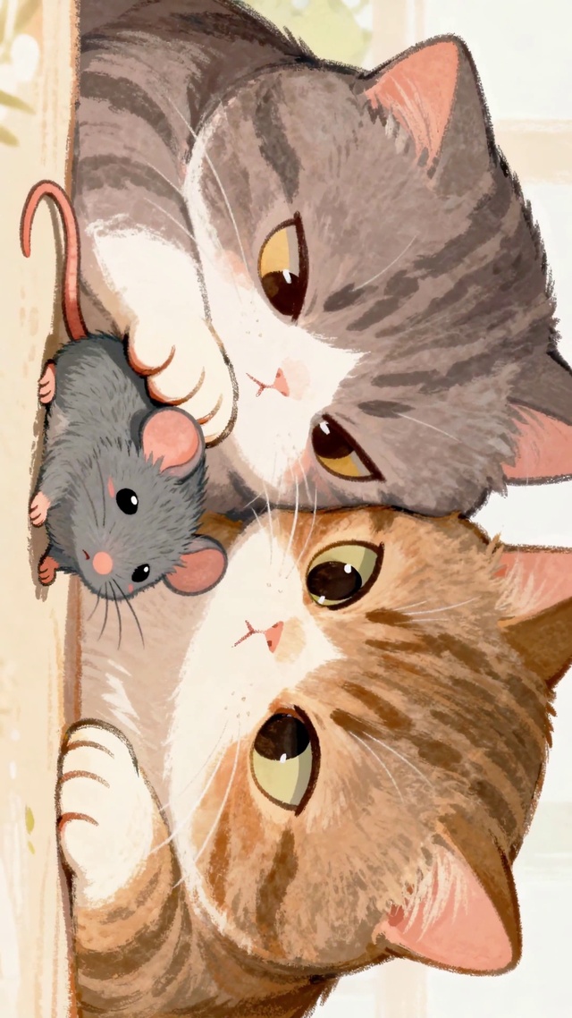 可爱猫咪与呆萌小老鼠