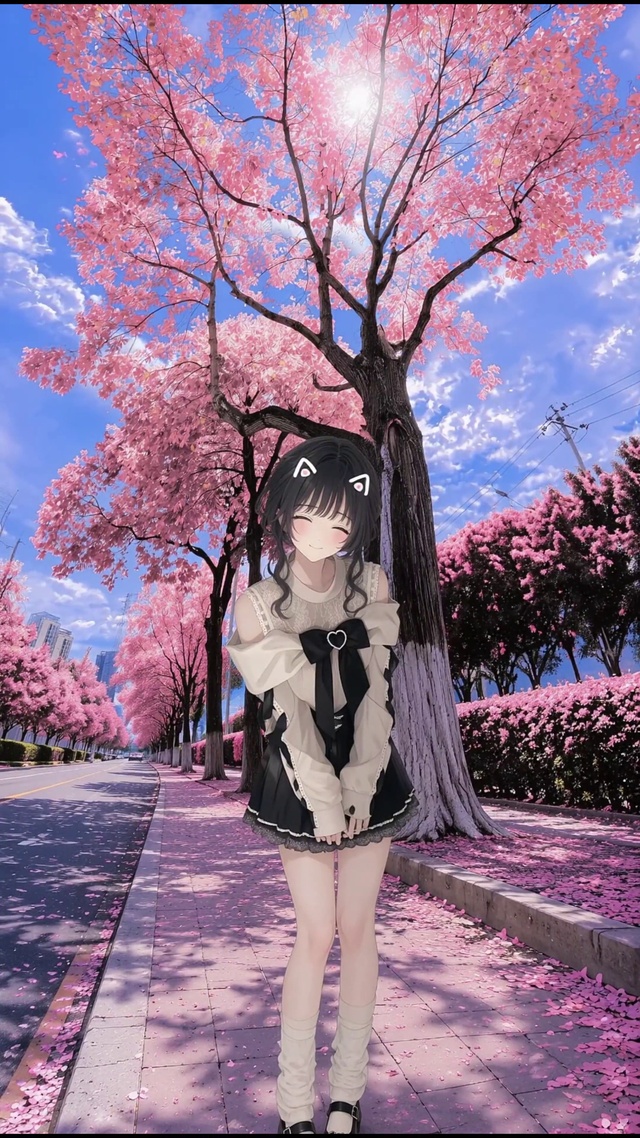 樱花下少女