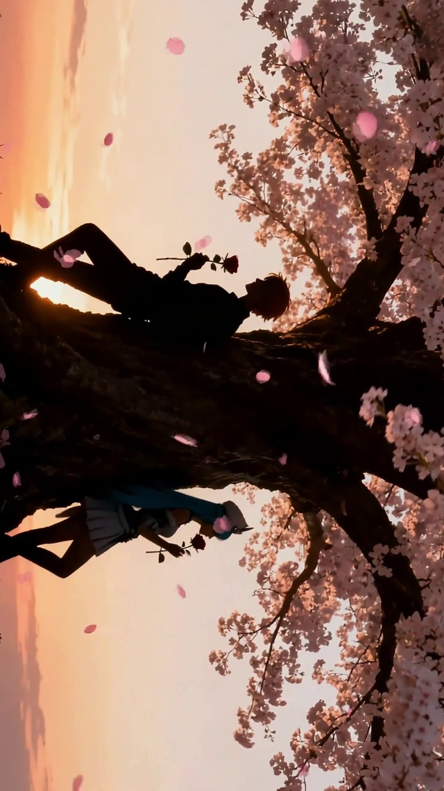 樱花树下的李白王昭君