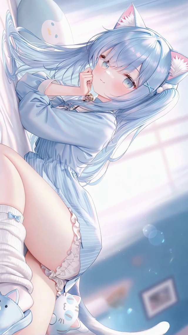 蓝发猫耳少女