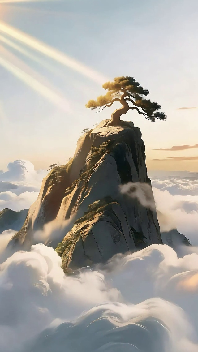 孤峰古松