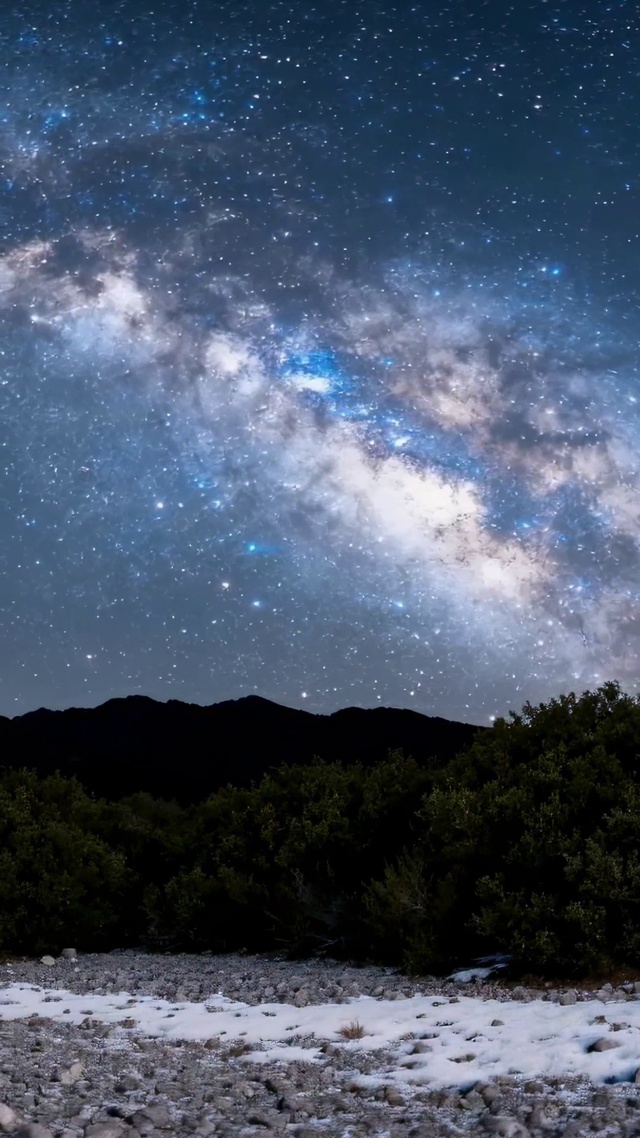 星空下的枯树绝美夜景