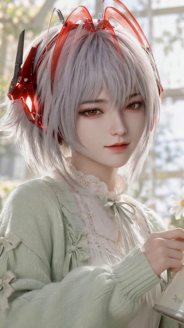 花房里的浇花少女麦晓雯