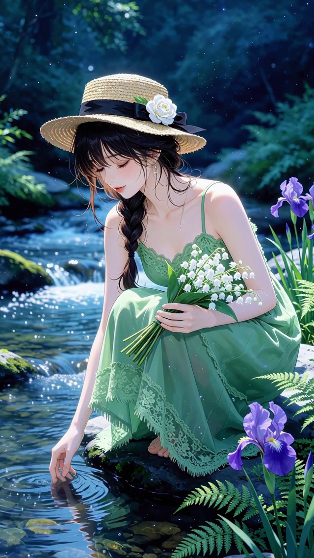 溪边少女