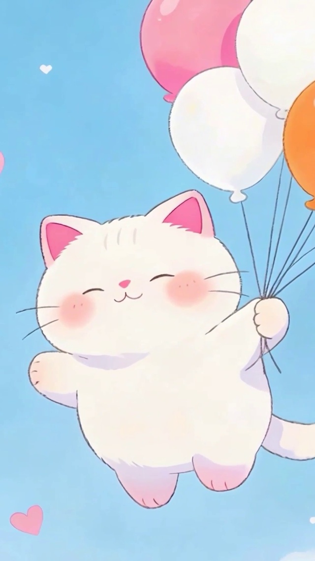 拿着气球猫咪
