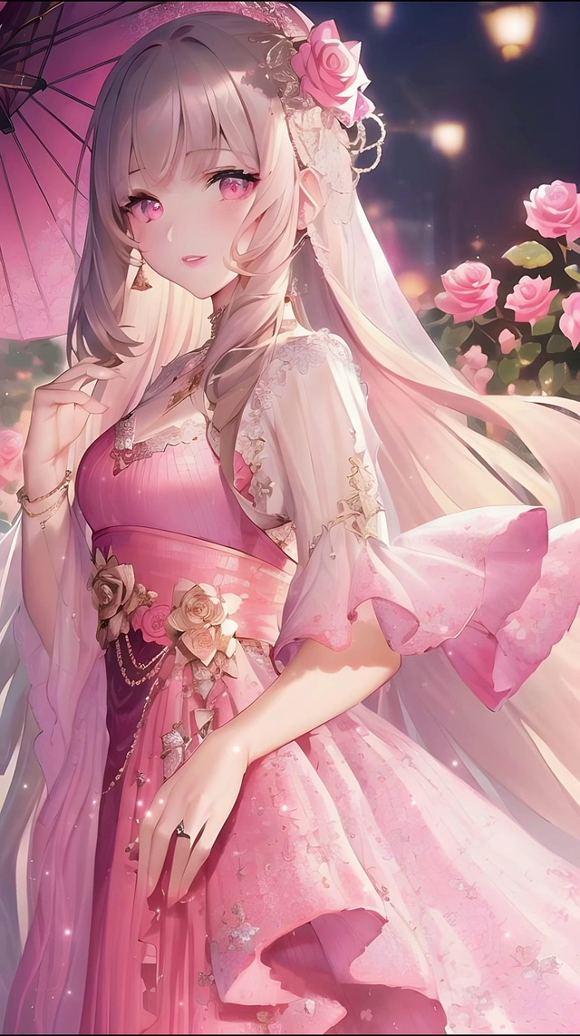 粉色郁金香少女