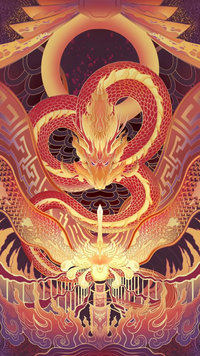 《龙生九子—睚眦》国潮插画壁纸