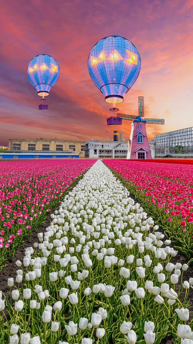 治愈系风景花海晚霞动态壁纸