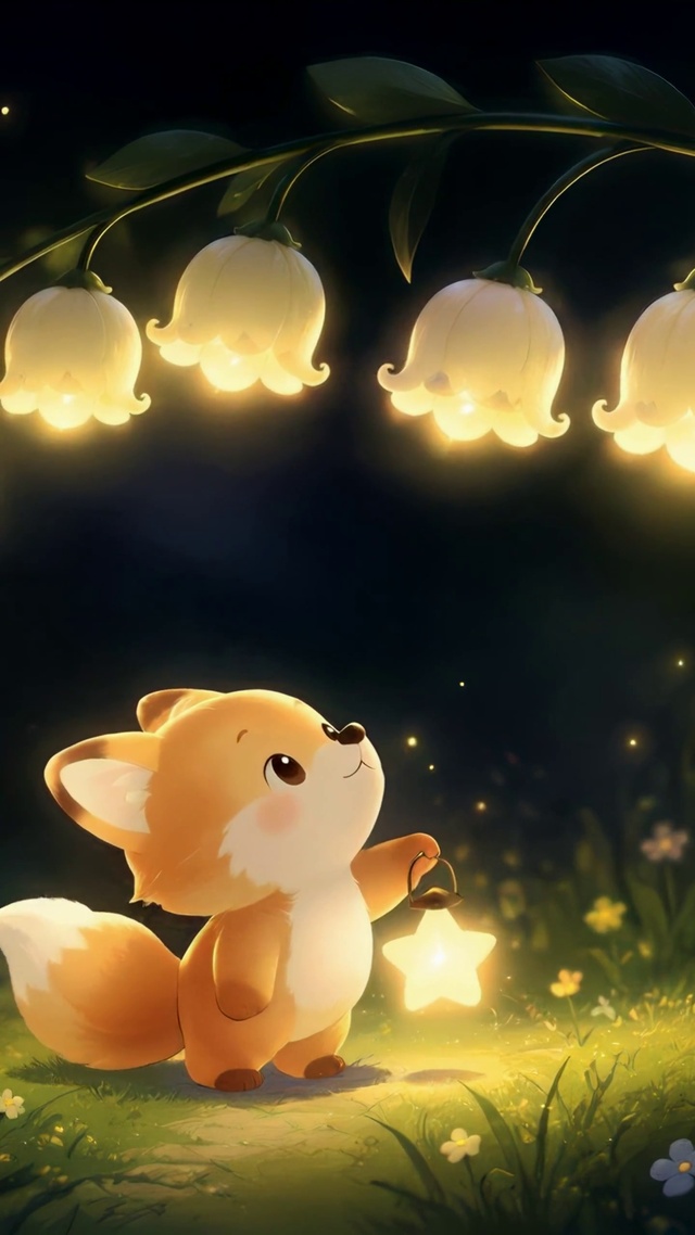 夜林提灯可爱小狐狸