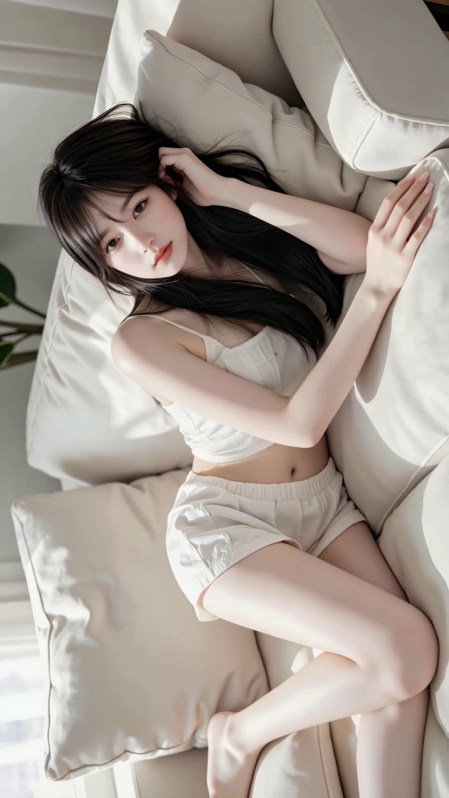 阳光沙发清纯居家美女