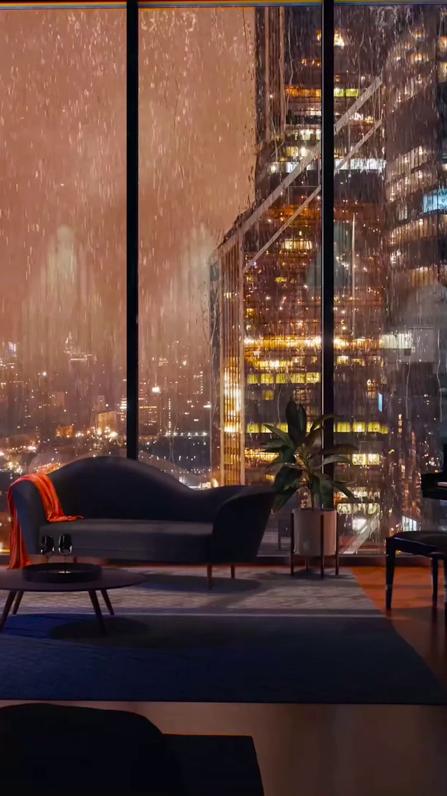 繁华的都市大雨