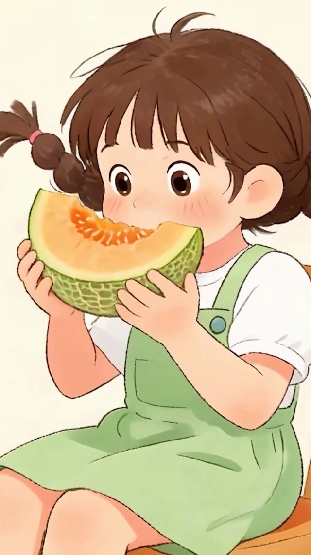 吃哈密瓜女孩