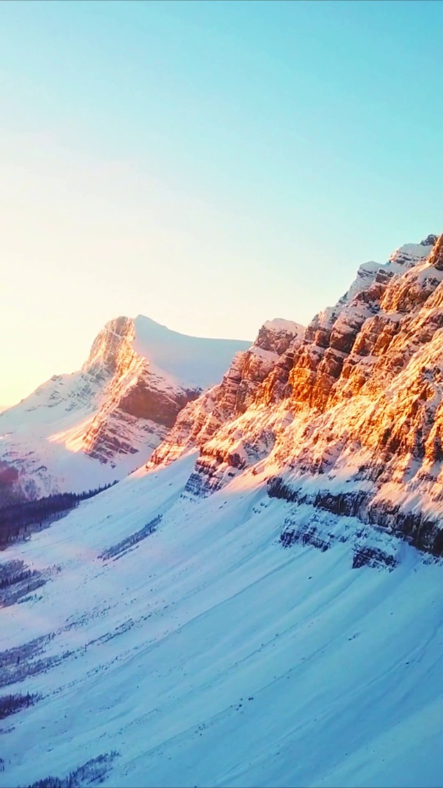 唯美夕阳雪山4K