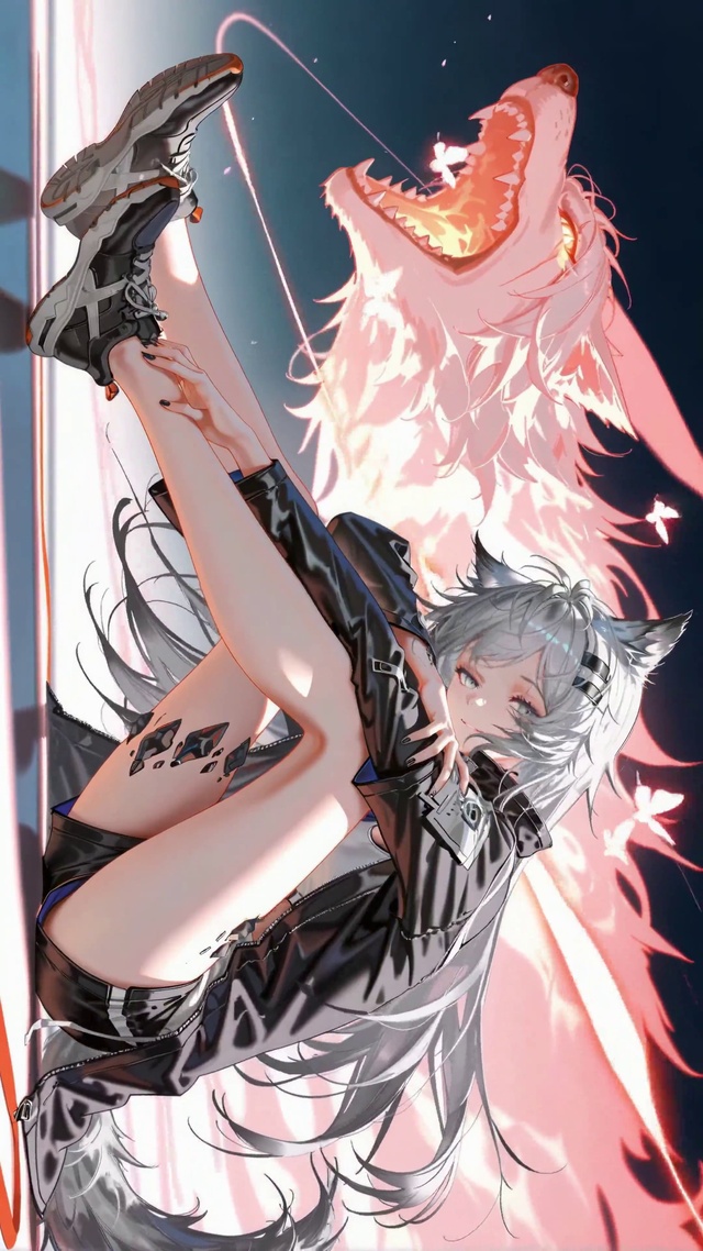 白发银月狼族白发狐耳少女