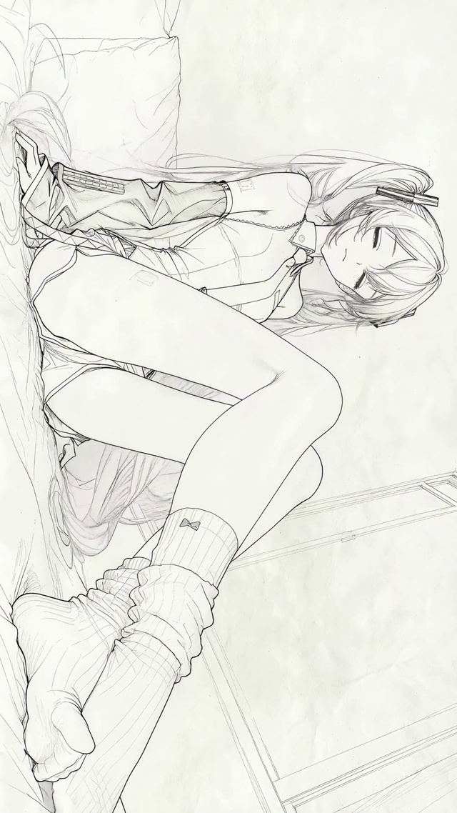 线稿初音未来miku