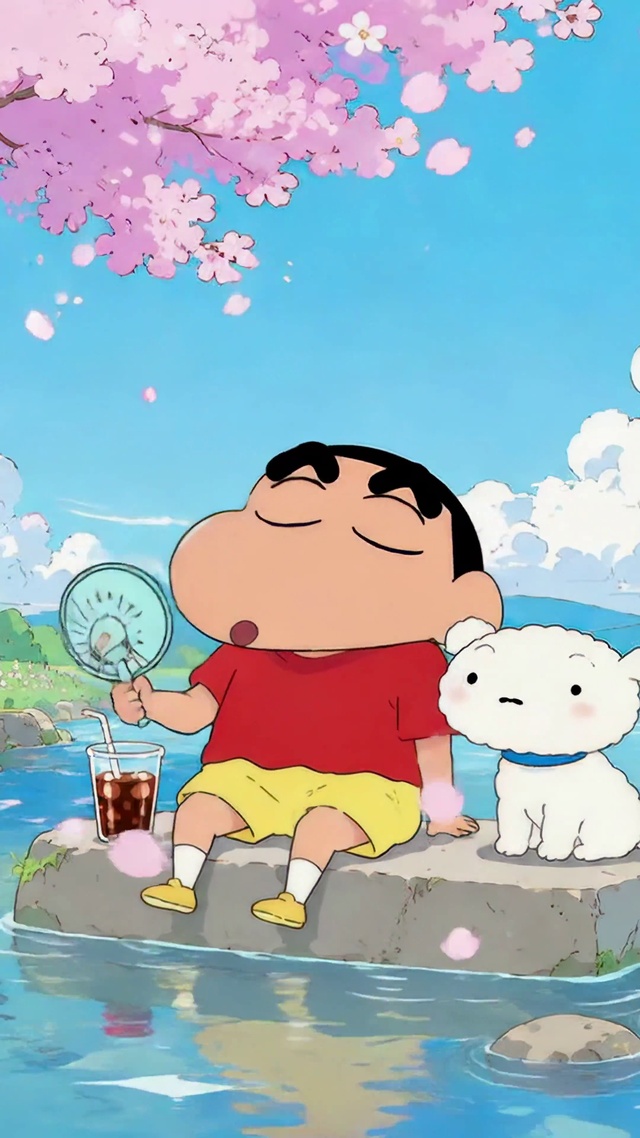 蜡笔小新樱花溪夏日闲坐