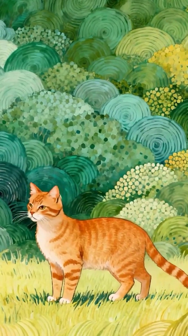可爱猫咪草地