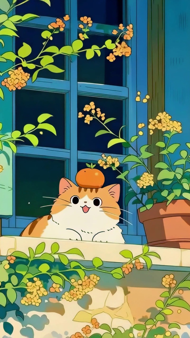 窗台小橘猫咪