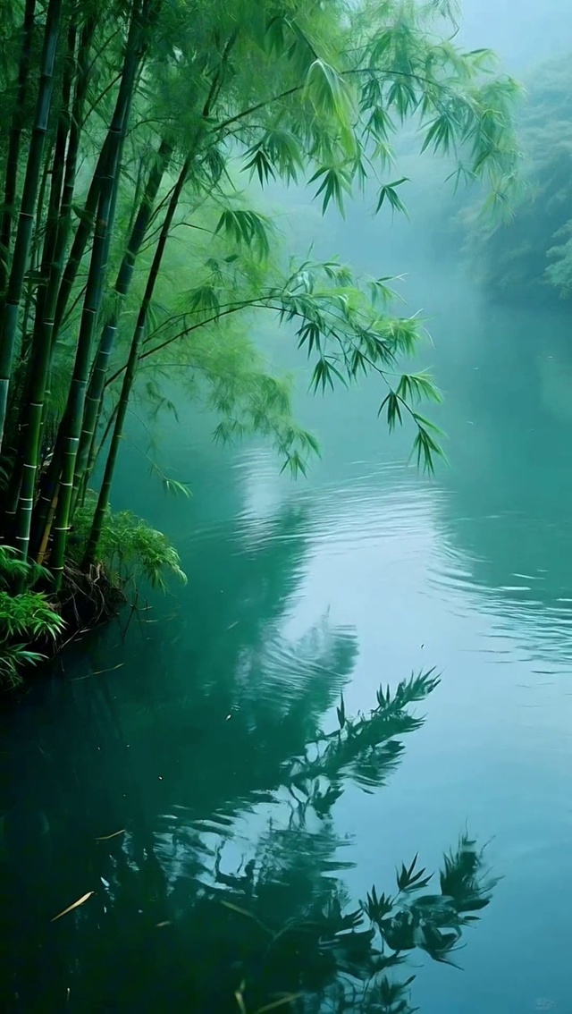 竹影映寒江