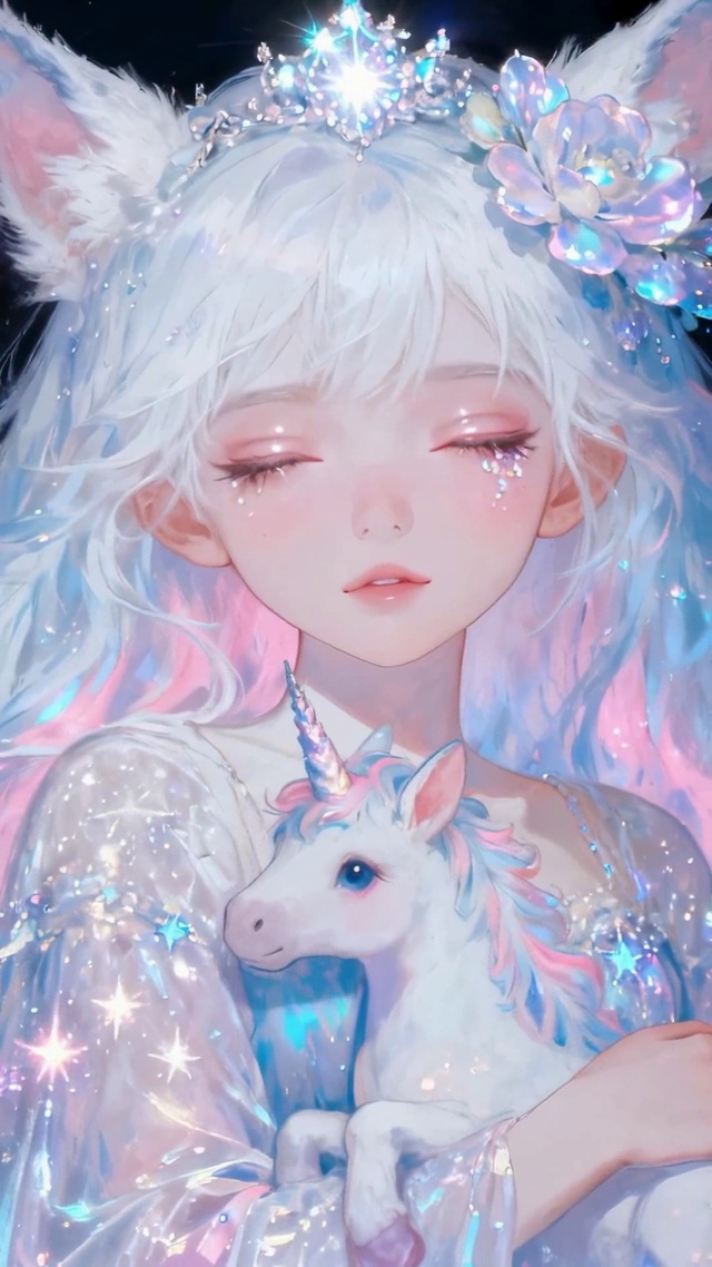 梦幻星空精灵独角兽美少女