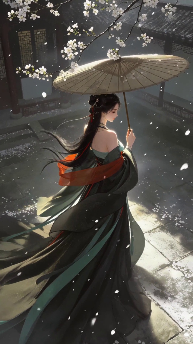 古风樱花雨美女壁纸