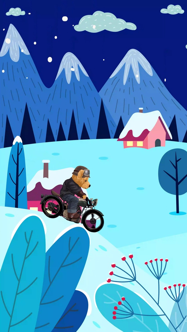 4K卡通雪景小熊