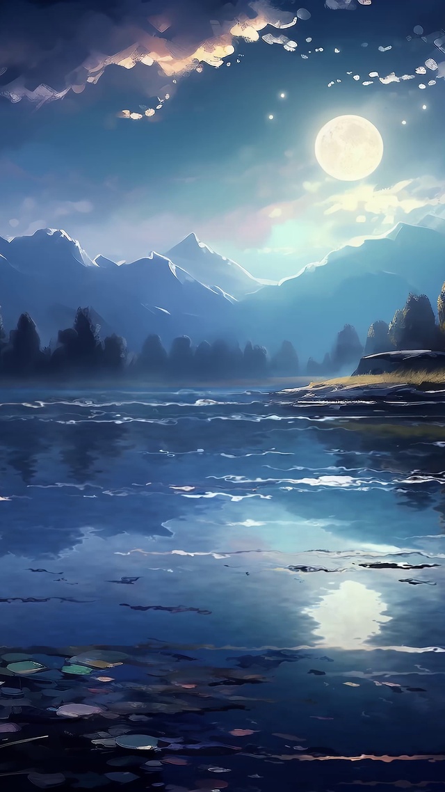 唯美治愈夜景中国风山水