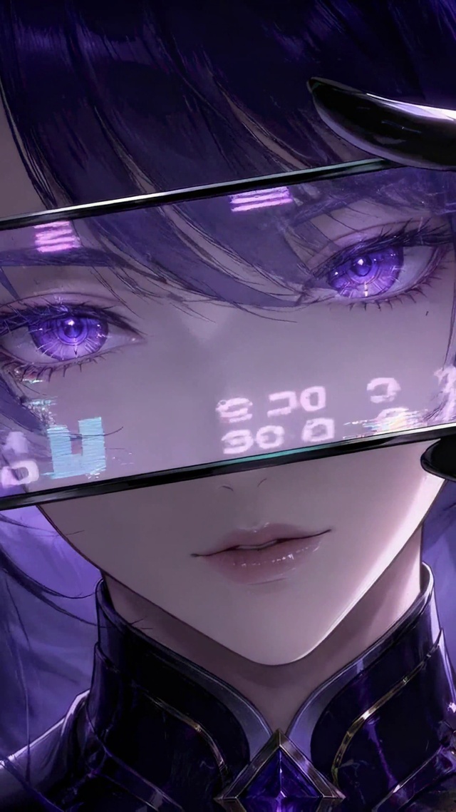 紫发赛博二次元美少女